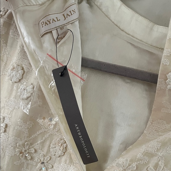 Anthropologie Payal Jain Archer Mini Dress Size 10 Cream Ivory Floral Silk NWT - Picture 13 of 16